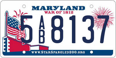 MD license plate 5AB8137