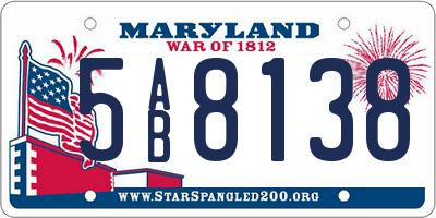 MD license plate 5AB8138