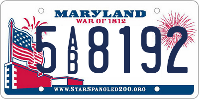 MD license plate 5AB8192