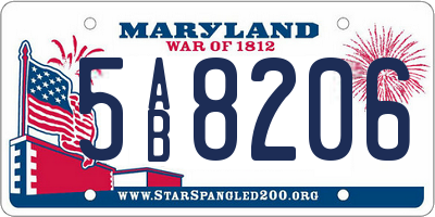 MD license plate 5AB8206