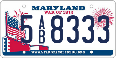 MD license plate 5AB8333