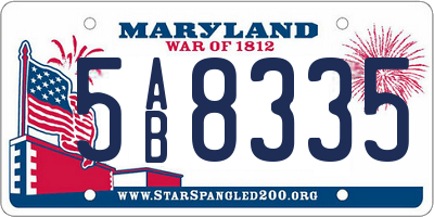 MD license plate 5AB8335