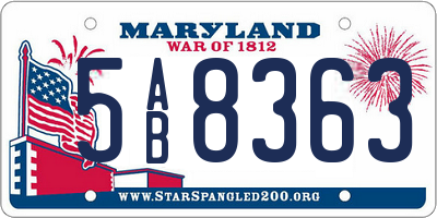 MD license plate 5AB8363
