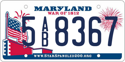 MD license plate 5AB8367