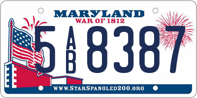 MD license plate 5AB8387