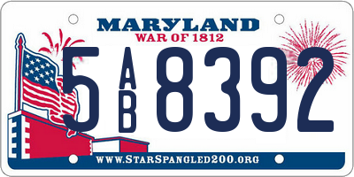 MD license plate 5AB8392