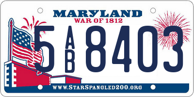 MD license plate 5AB8403