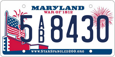 MD license plate 5AB8430