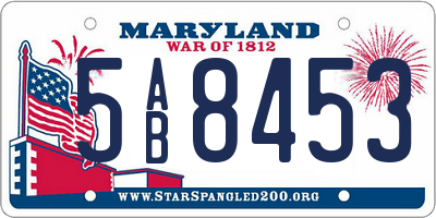 MD license plate 5AB8453