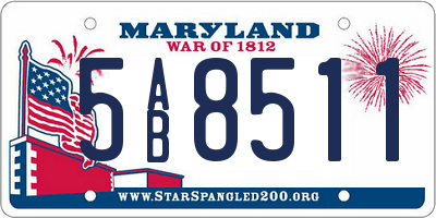 MD license plate 5AB8511
