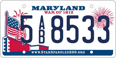MD license plate 5AB8533