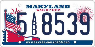 MD license plate 5AB8539