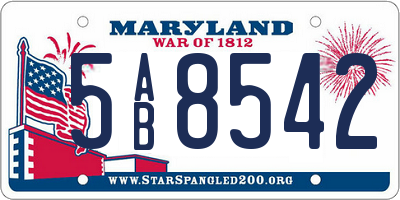 MD license plate 5AB8542