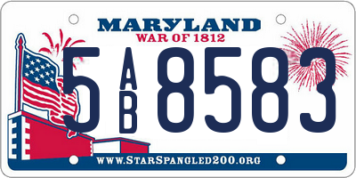 MD license plate 5AB8583