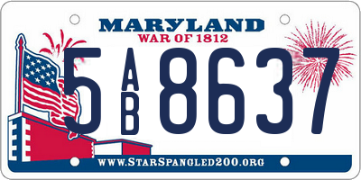 MD license plate 5AB8637