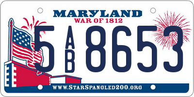MD license plate 5AB8653
