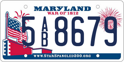 MD license plate 5AB8679