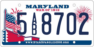 MD license plate 5AB8702