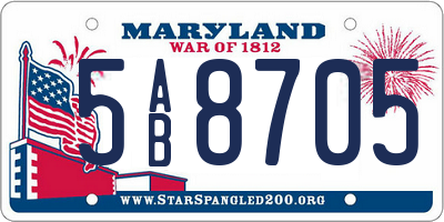 MD license plate 5AB8705