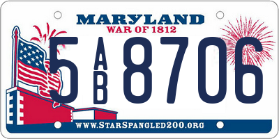 MD license plate 5AB8706