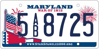 MD license plate 5AB8725