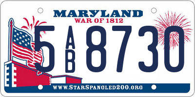 MD license plate 5AB8730