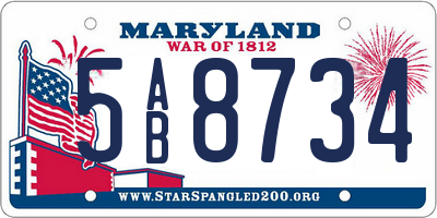 MD license plate 5AB8734