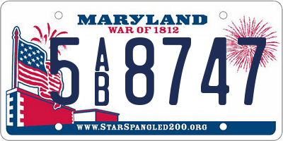 MD license plate 5AB8747