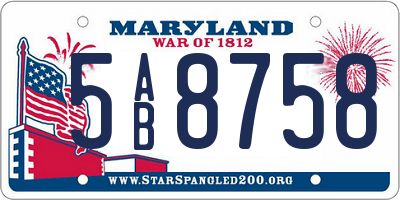 MD license plate 5AB8758