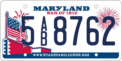 MD license plate 5AB8762