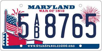 MD license plate 5AB8765