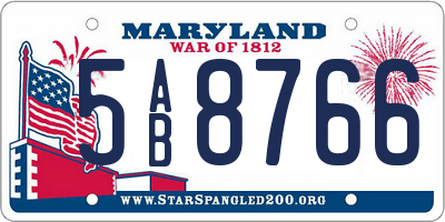 MD license plate 5AB8766