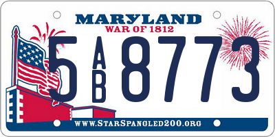 MD license plate 5AB8773