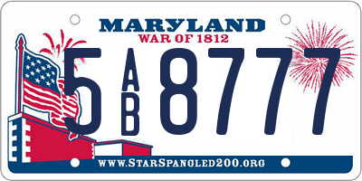 MD license plate 5AB8777