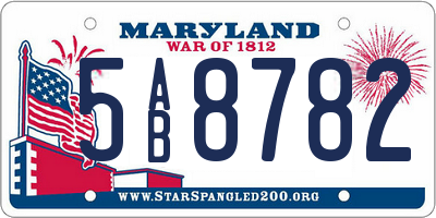 MD license plate 5AB8782