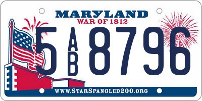 MD license plate 5AB8796