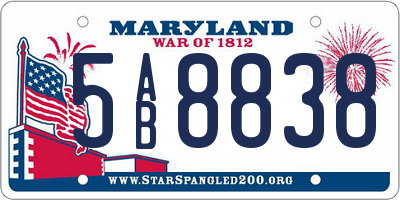 MD license plate 5AB8838