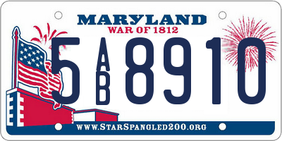 MD license plate 5AB8910