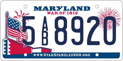 MD license plate 5AB8920