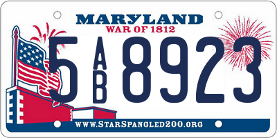 MD license plate 5AB8923