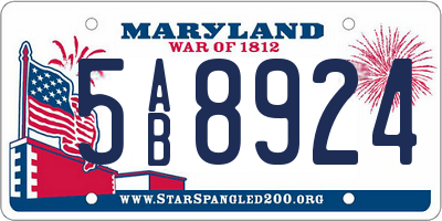 MD license plate 5AB8924