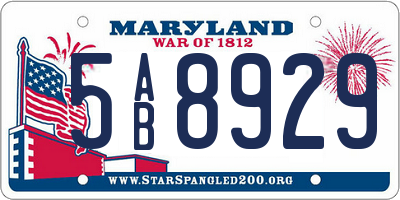 MD license plate 5AB8929
