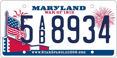 MD license plate 5AB8934