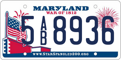 MD license plate 5AB8936