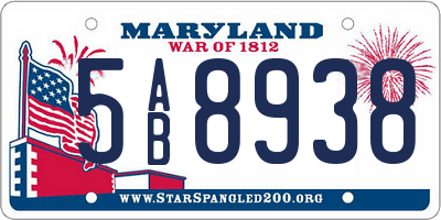 MD license plate 5AB8938