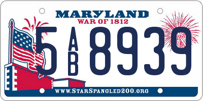MD license plate 5AB8939