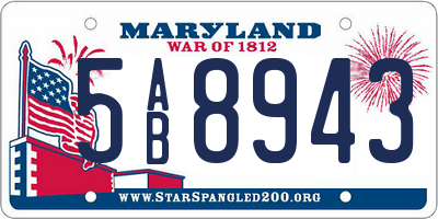 MD license plate 5AB8943