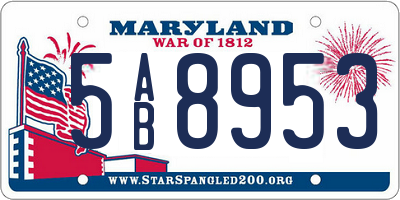 MD license plate 5AB8953