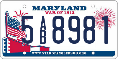 MD license plate 5AB8981