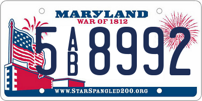 MD license plate 5AB8992